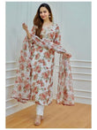 Multi Color Flower Printed Dress For Women & Girls Wear Top Bottom Dupatta Shalwar Suit AK image 1
