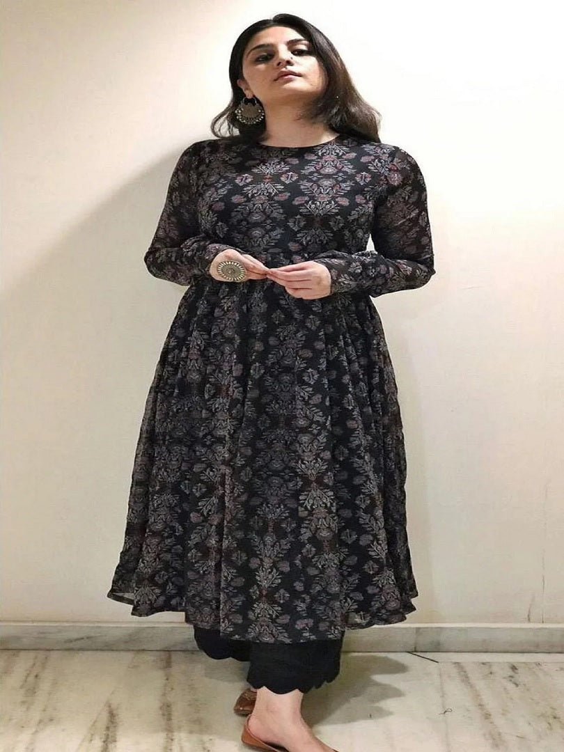 Indian Women Georgette Anarkali Kurti Readymade Fancy Dress SV image 5