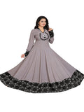 Grey Color Rayon Readymade Long Anarkali Kurti Gown Dress SV image 1