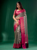 Soft Lichi Silk Jacquard Weaving Work With Gold Zari Weaving Saree image 1