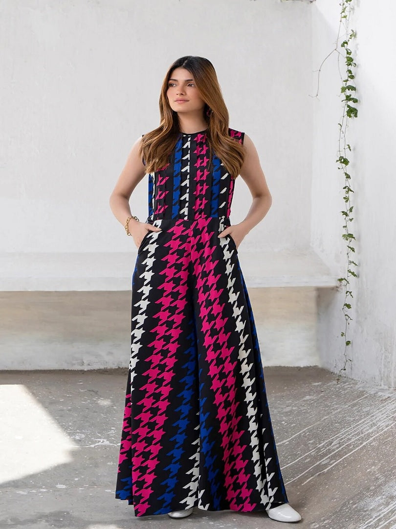 Party Wear Printed Korean Jumpsuit With Pockets J5715 image 1