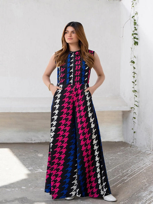 Party Wear Printed Korean Jumpsuit With Pockets J5715 image 1