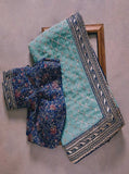 Sky Blue Georgette Embroidery Zari Work Saree image 1