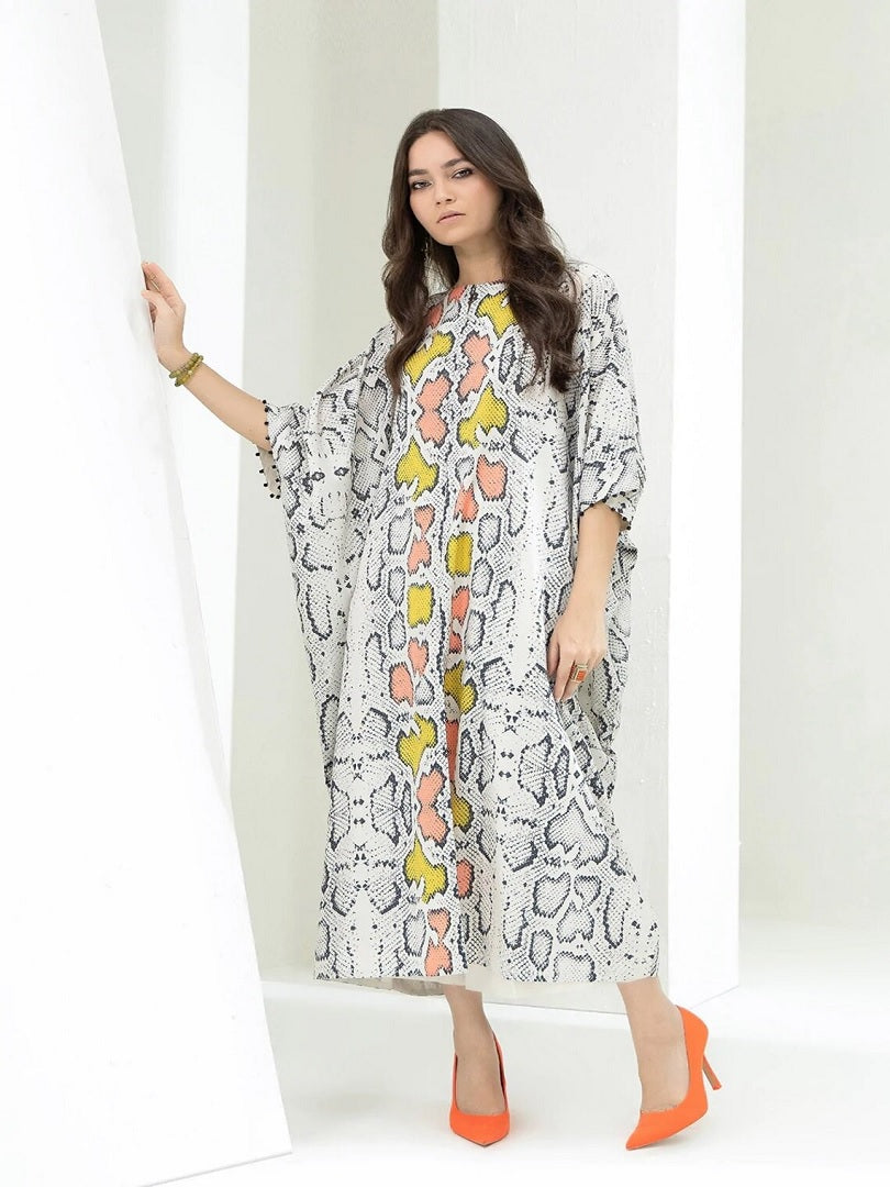 Soft Satin Silk Printed Calf Length Kaftan J5761 image 1