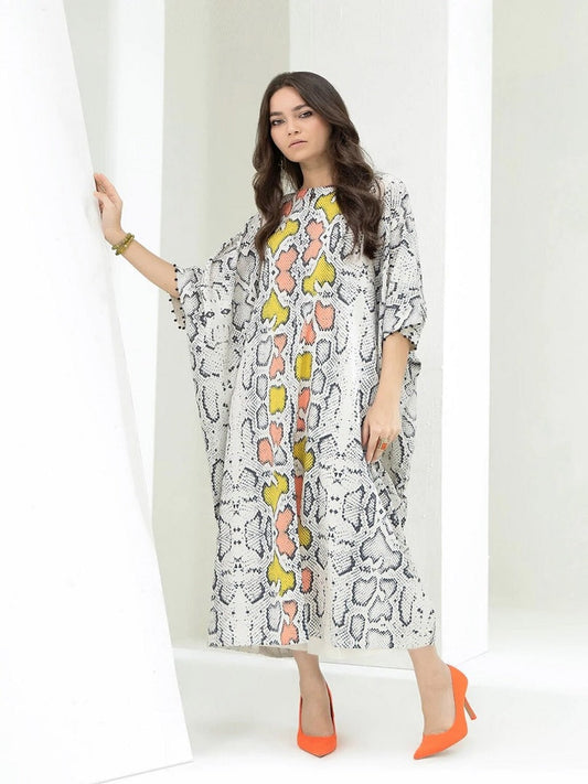 Soft Satin Silk Printed Calf Length Kaftan J5761 image 1