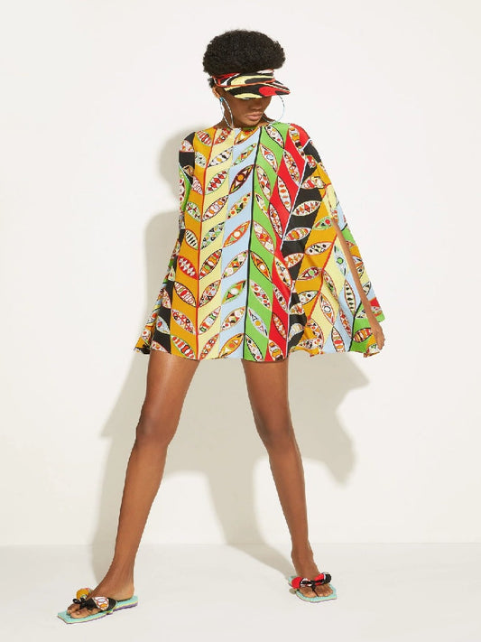 Umbrella Short Printed Korean Kaftan Free Size J5719 image 1