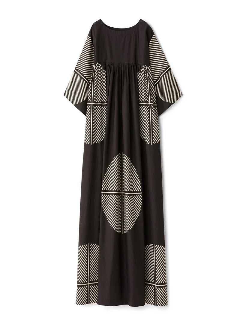 Poly Rayon Cotton Black Color Maxi Dress Kaftan J5755 image 3