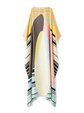 Beachwear Printed Soft Satin Silk Kaftan Top Dress For Women J5683 image 3