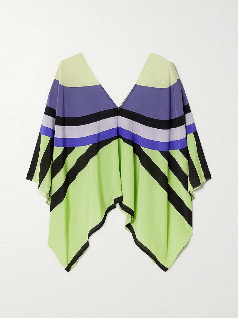 V-Neck Style Circular Printed Silk Crepe Co-ord Sets For Women And Girl's J5693 image 3