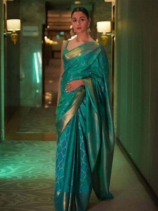 Soft Lichi Silk Rich Pallu & Jacquard Work Saree image 1