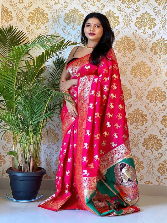 Banarasi Silk Pure Zari Golden Weaving Rich Pallu Saree image 1