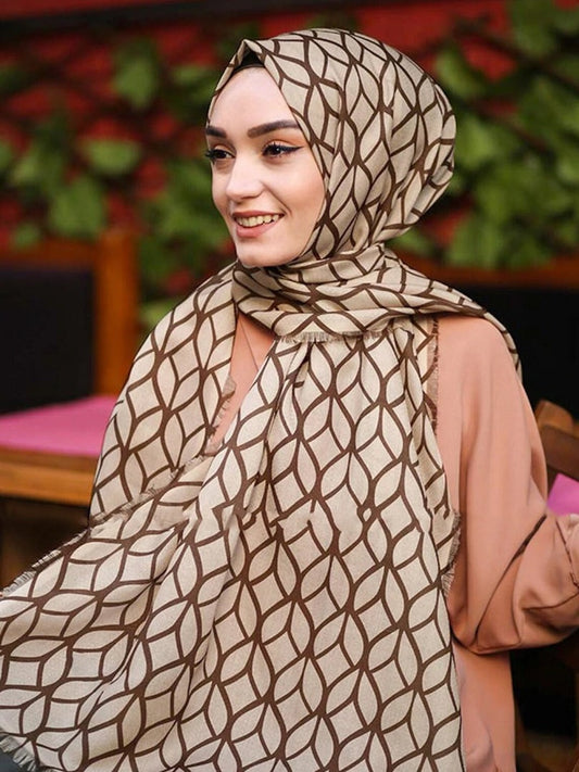 Geometric Printed Pashmina Cotton Dupatta Scarf Head Cover J5768 image 1