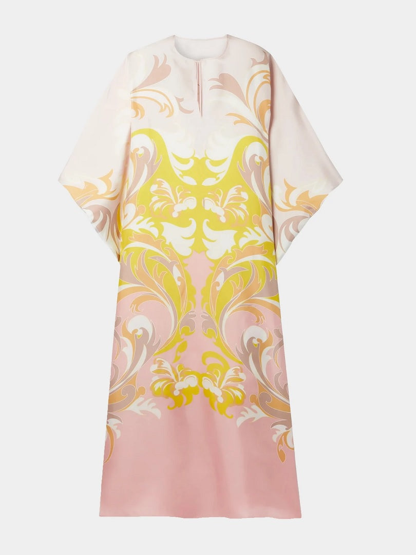 V Neck Style Printed Satin Silk Kaftan For Women J5623 image 2