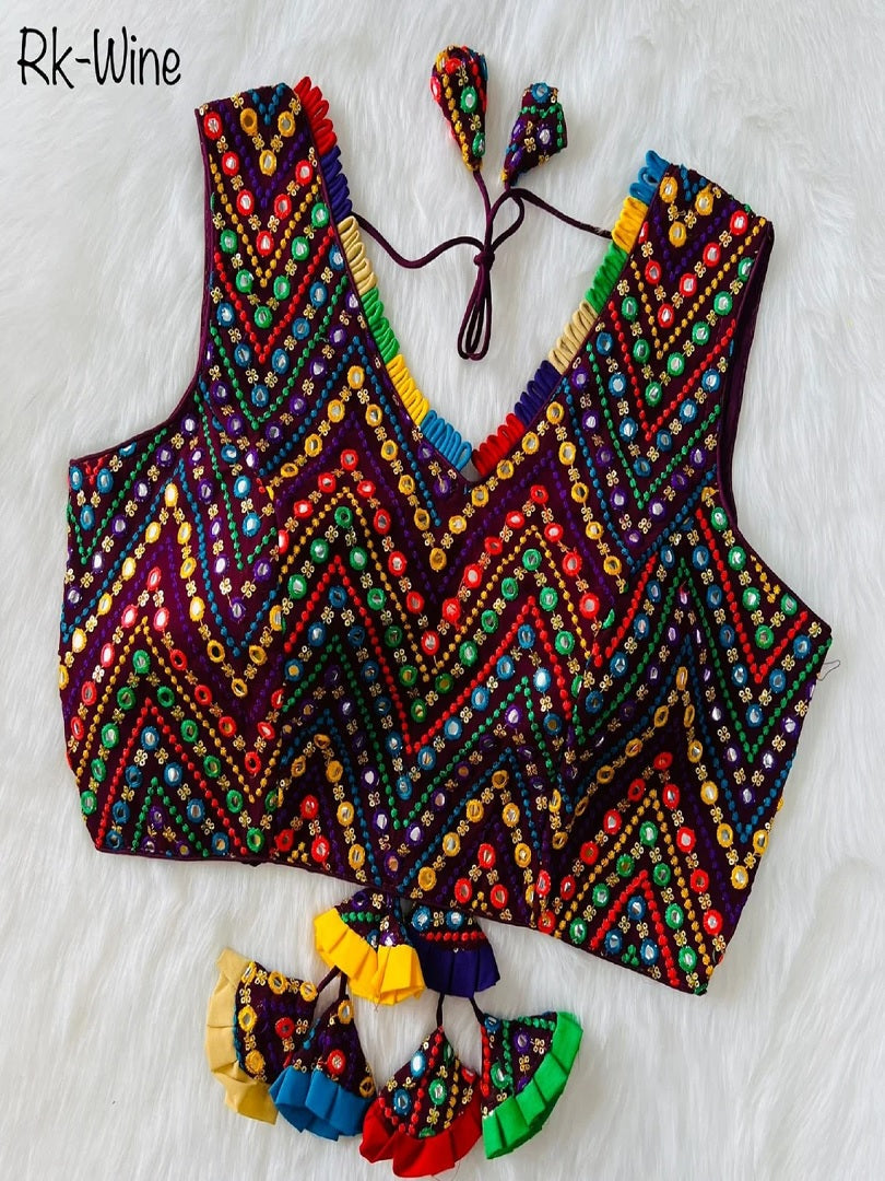 Faux Georgette Multi Color Work V Neck Full Stitched Blouse image 4