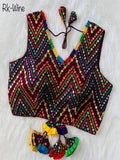 Faux Georgette Multi Color Work V Neck Full Stitched Blouse image 4