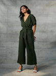 Khaki Linen Jumpsuit For Women image 1