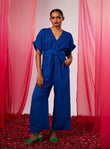 Women's Royal Blue Linen Jumpsuit image 1