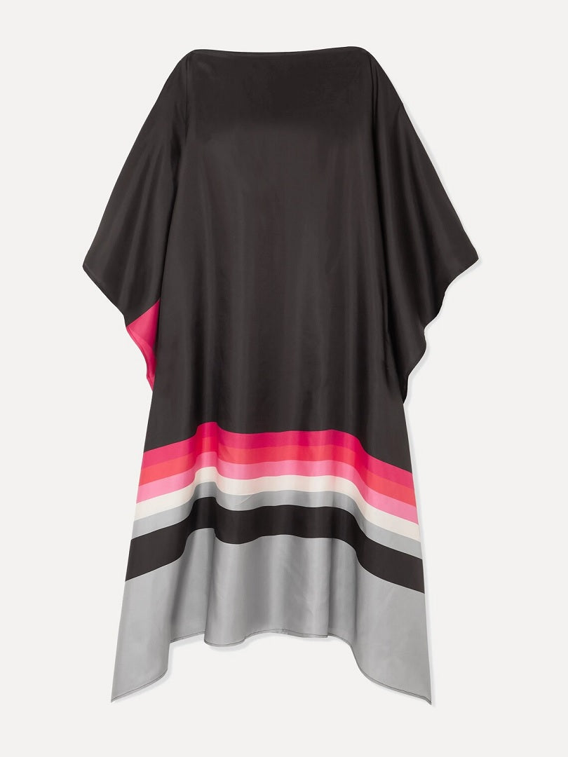 Free Size Calf Length Women Printed Casual Wear Satin Silk Tunic Kaftan J5581 image 2