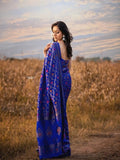 Women Lichi Silk Saree With Unstitched Blouse Wedding Wear Banarasi Sari VV image 3