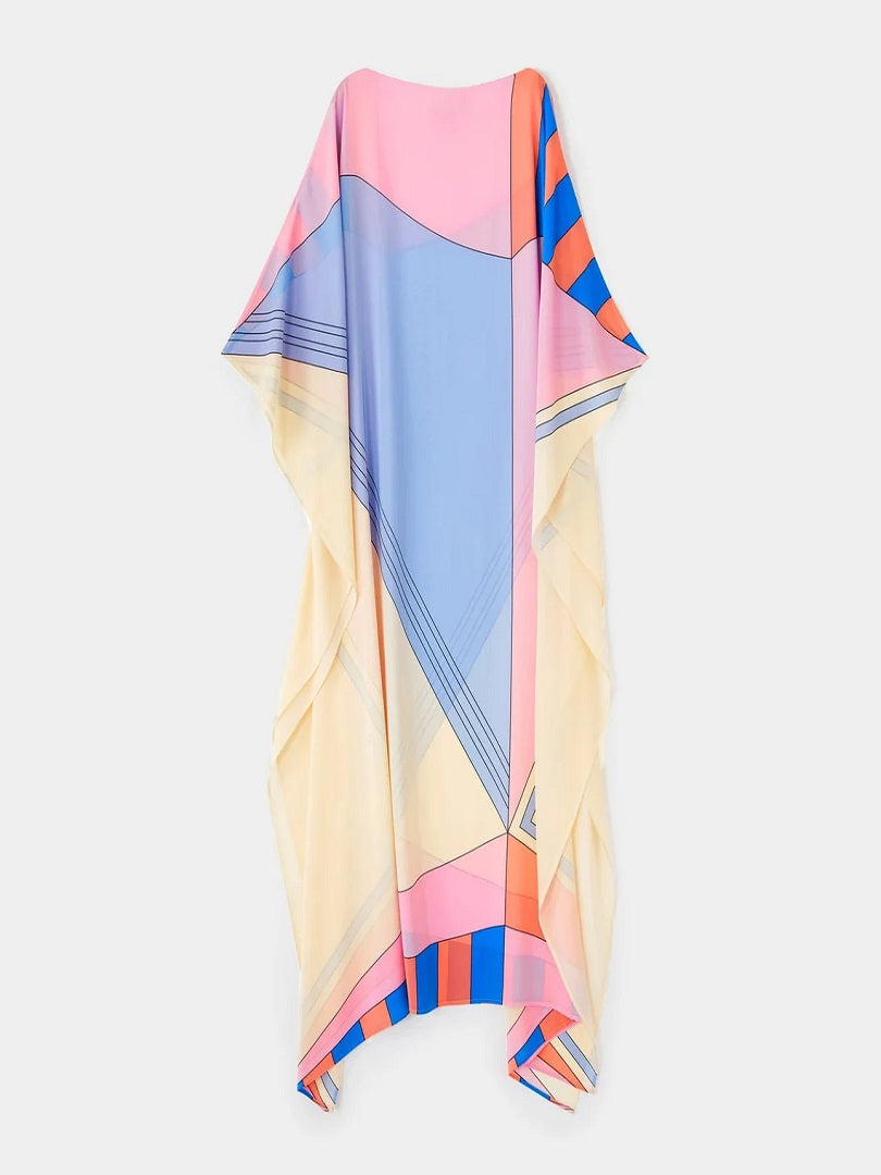 Women's Casual Wear Soft Silk Crepe Kaftan, Beach Party Wear Dress J5602 image 2
