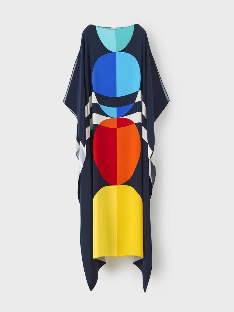 Free Size Printed Silk Crepe Women Kaftan J5607 image 2