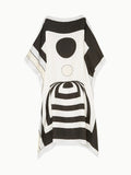 Black & White Printed Soft Silk Crepe Kaftan For Women Modest Wear J5608 image 2