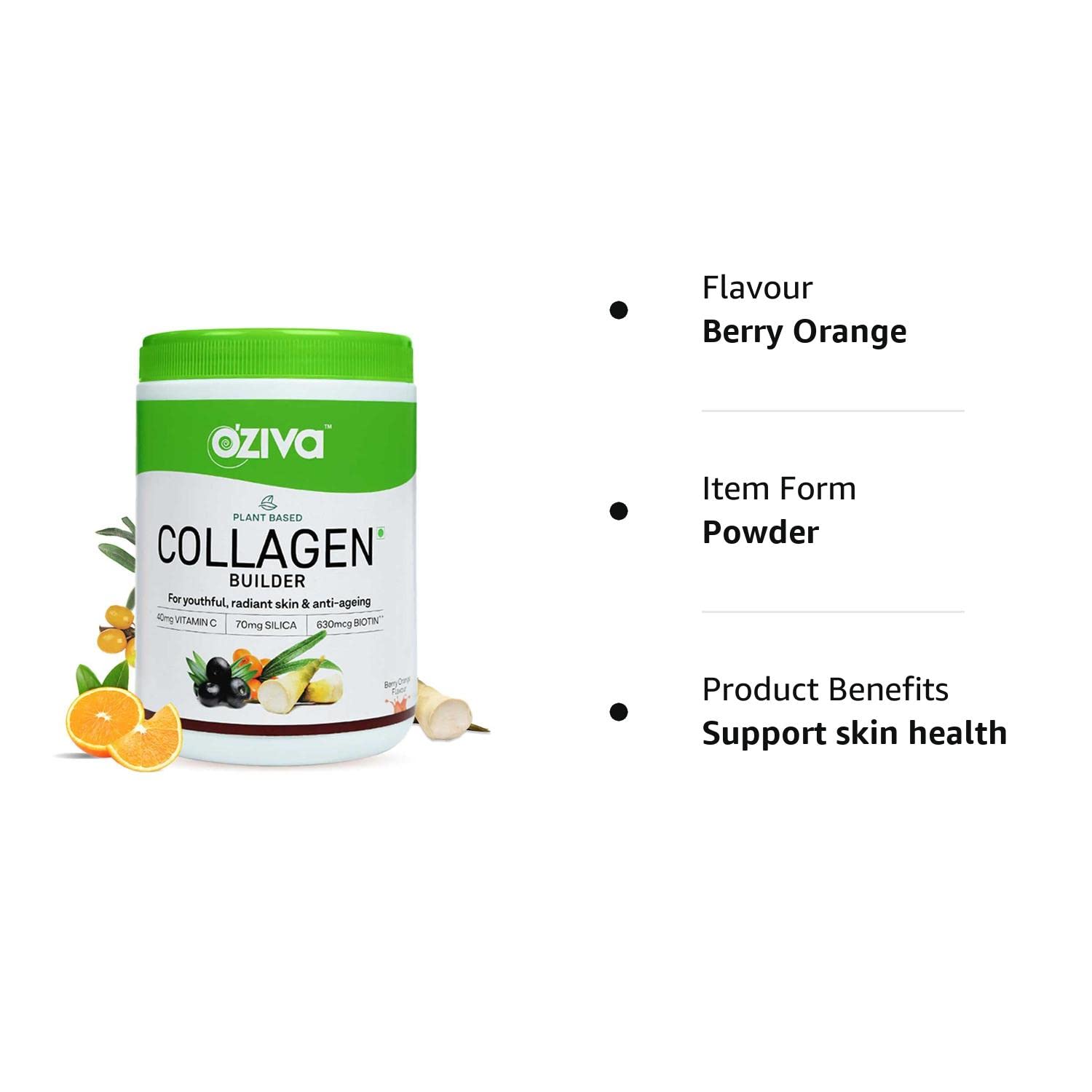 OZiva Plant Based Collagen Builder - 250 gm - Berry Orange image 10
