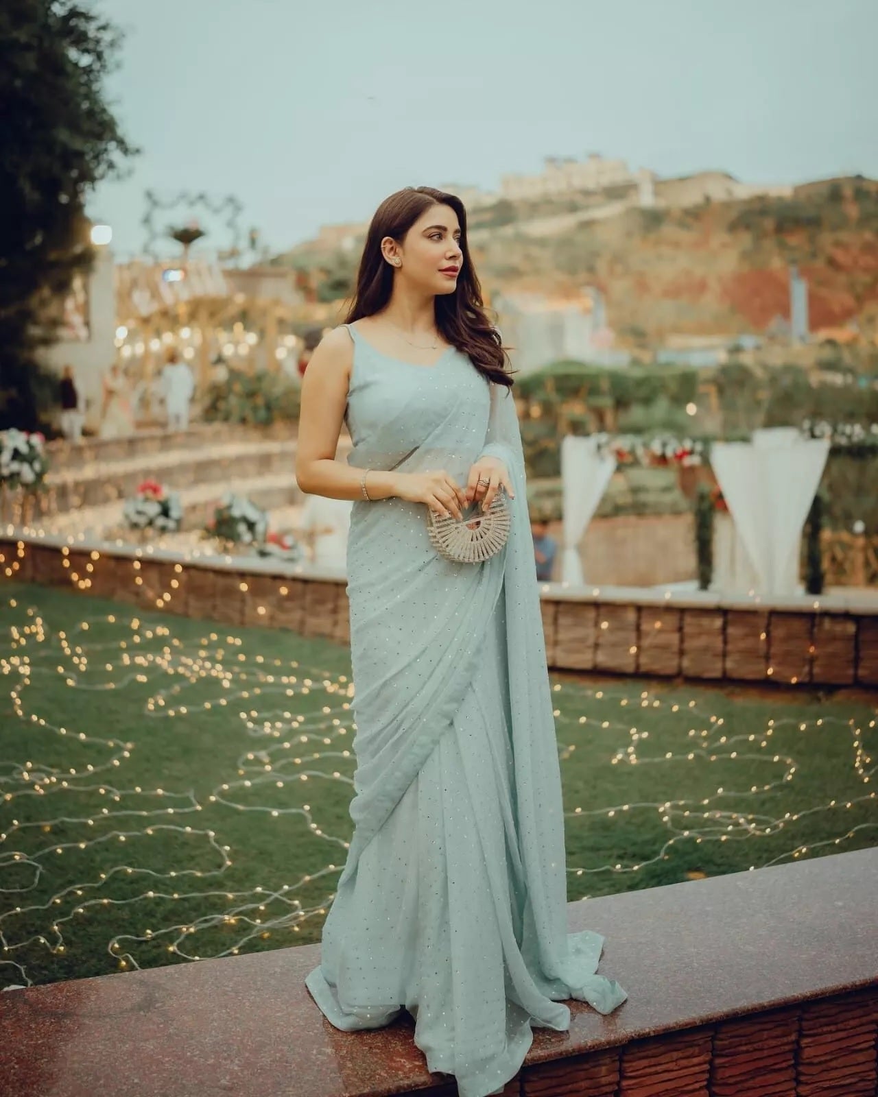 Georgette Heavy Siroski Work Saree With Unstitched Blouse image 3