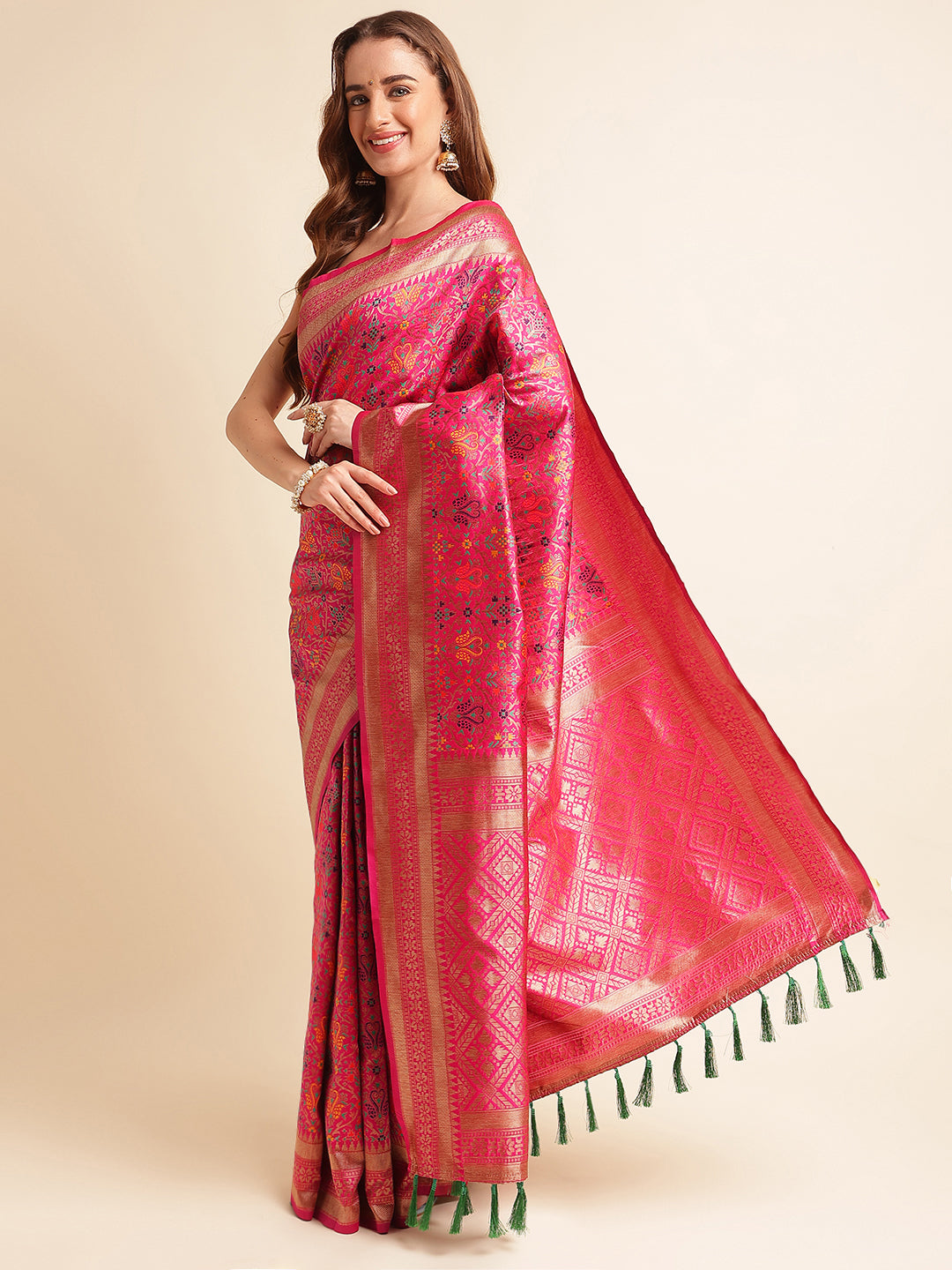 Women's Heavy Banarasi Weaving Patola Silk Saree image 1