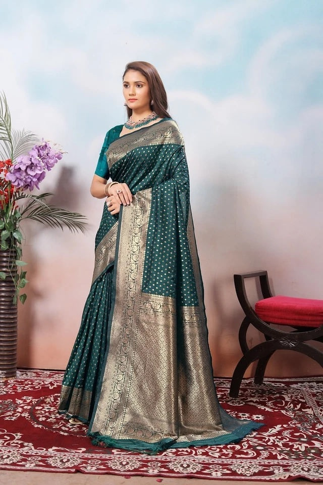 Traditional Soft Silk Indian Designer Festival Sari With Blouse 11-VF image 4