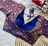 Banaras Silk Blouse Golden And Silver Jari Blouse, Ready Made Blouse image 12