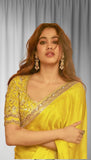 Yellow Moss chiffon & Sequence Embroidered Work Saree With Blouse image 3