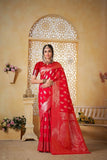 Festival Soft Silk Weaving Banarasi Jari Work Wedding Wear Sari With Blouse11-VF image 4