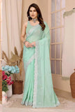 NavyBlue Ethnic Traditional Party Zomato Chiffon Silk Saree Women image 3