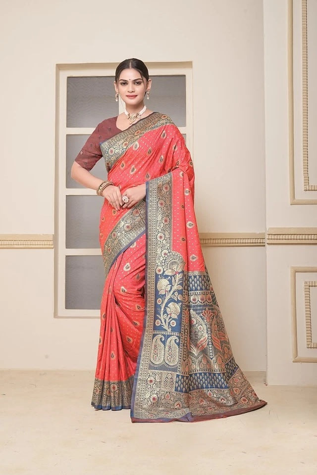 Festival Wedding Wear Soft Silk Saree Weaving Banarasi With Blouse 11-VF image 10