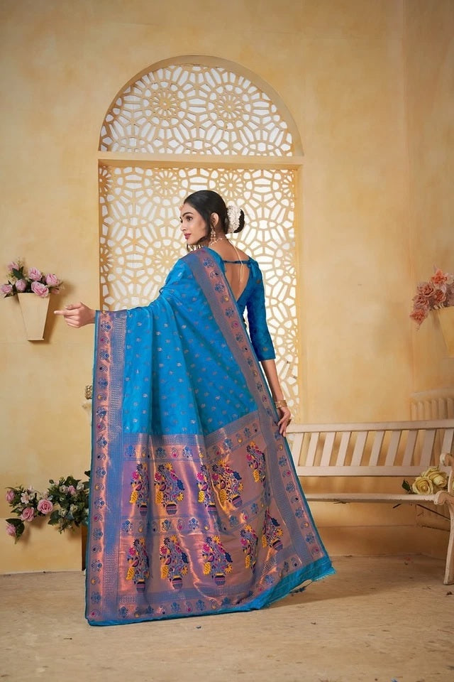Pethani Silk With Fancy Pallu Traditional Wear Saree With Blouse 11-VF image 13