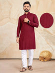 Maroon Men's Heavy Rayon Kurta With Pajama image 1