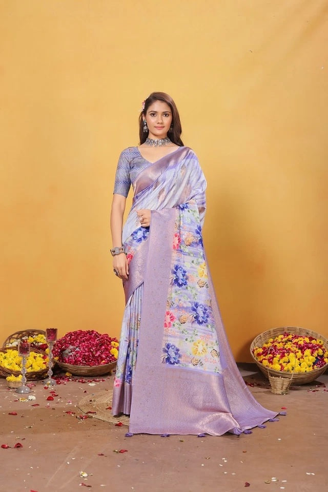 Soft Bamber Weaving Rich Pallu Traditional Wear Sari With Blouse 11-VF image 4