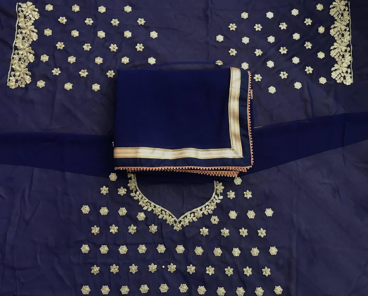 Georgette Saree With Embroidery Design Work Blouse image 10