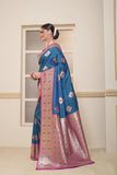 Wedding Soft Silk Saree Weaving Heavy Banarasi Pallu With Blouse 11-VF image 10