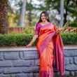 Soft Silk With Beautiful Rich Design Pallu Saree With Blouse image 1