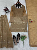 Fancy Satin With Sequence Work Top Palazzo & Dupatta image 10