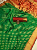 Green Soft Lichi Silk Saree With Blouse image 6