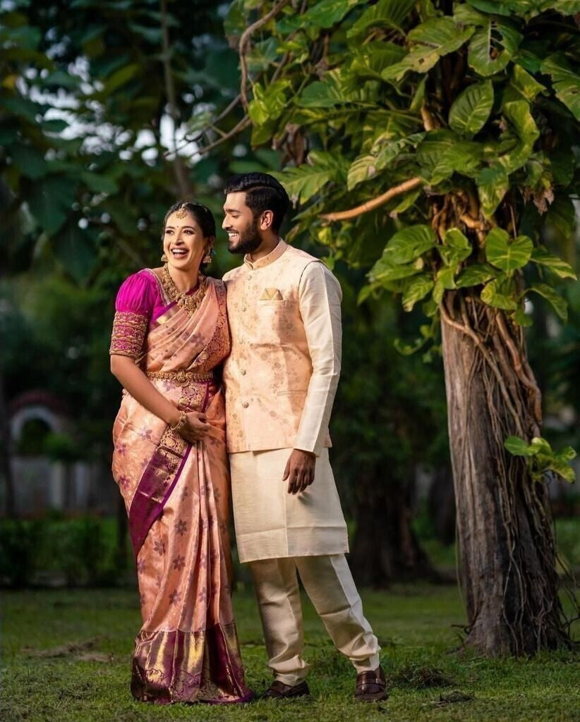 Soft Lichi Silk & Jacquard Work Saree With Blouse image 4