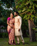 Soft Lichi Silk & Jacquard Work Saree With Blouse image 4