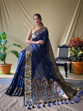 Women's Soft Kanjivaram Banarsi Silk Saree With Blouse image 7