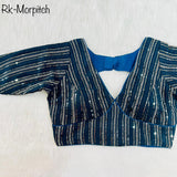 Faux Georgette With Zari Sequence Work Ready made Blouse 14-RK1 image 3