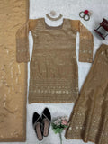Fancy Satin With Sequence Work Top Palazzo & Dupatta image 11