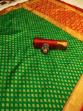 Green Soft Lichi Silk Saree With Blouse image 7