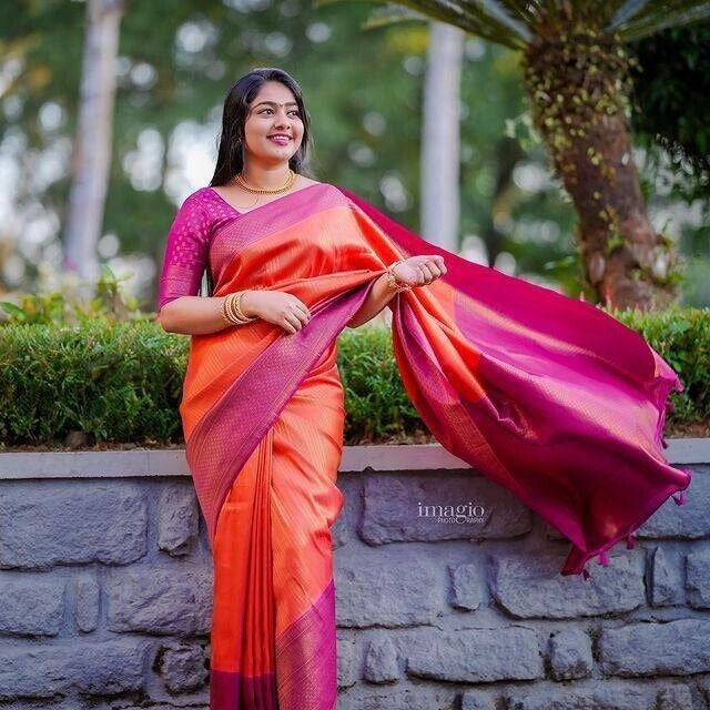Soft Silk With Beautiful Rich Design Pallu Saree With Blouse image 2